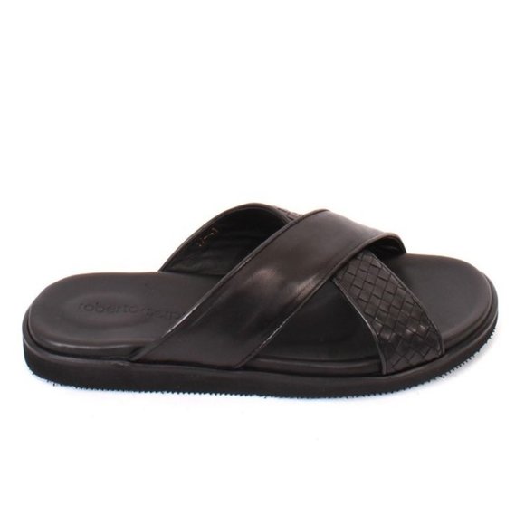 Roberto Serpentini 1700 Black Leather Slides Men Comfort Sandals main image 8